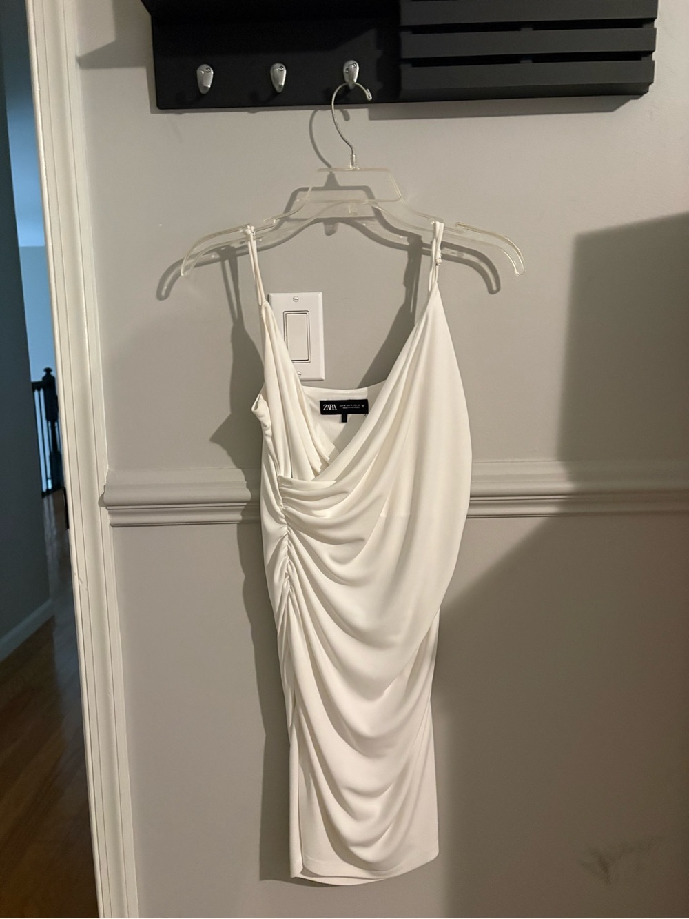 Zara Cream Draped Midi Slip Dress